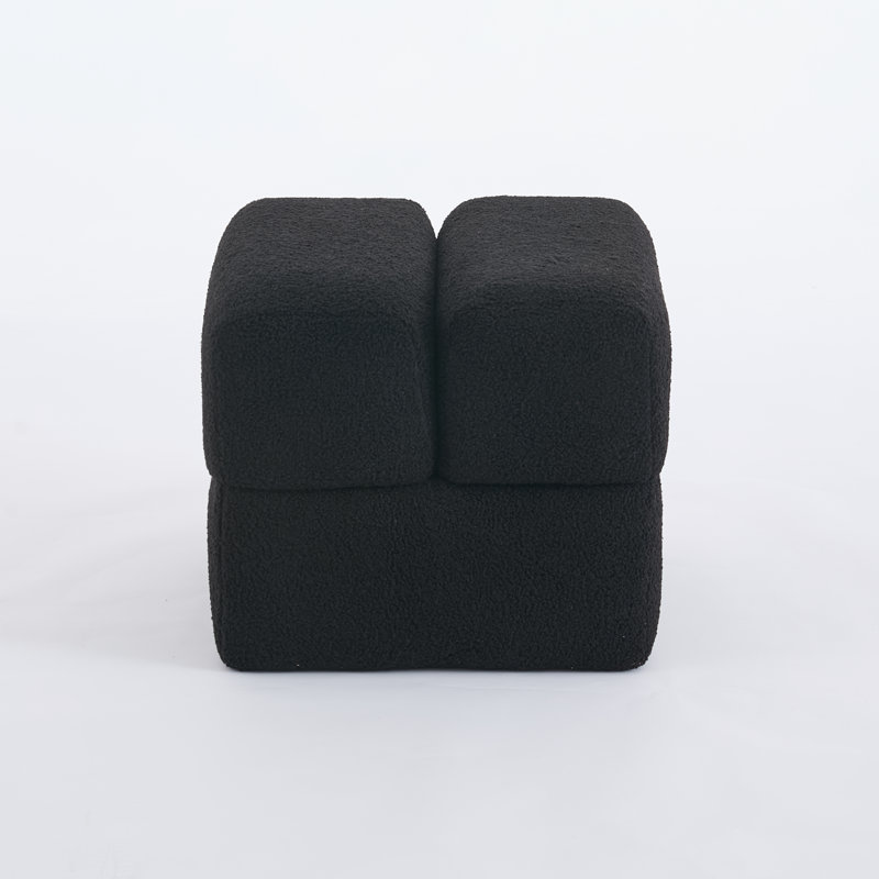 Robertas 18.5'' Wide Sherpa Ottoman, Black