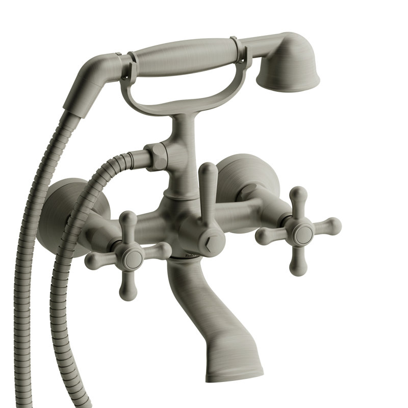Robinet de baignoire rétro à deux trous Retro ™, Nickel brossé, Croix