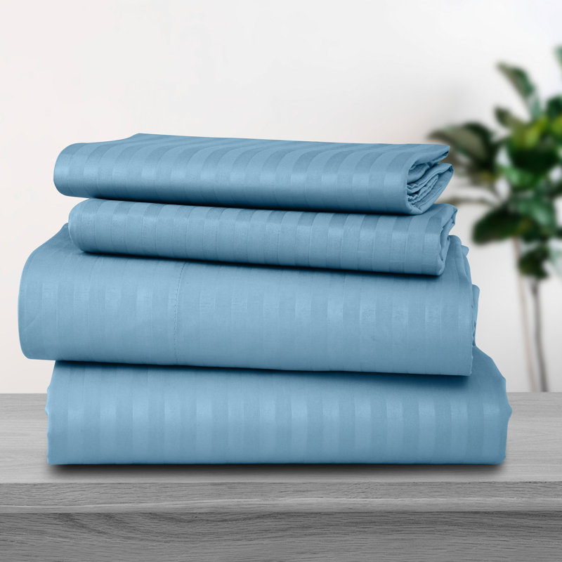 Lux Decor Collection Brushed Microfiber Sheet Set with Fitted Flat Sheets & Pillowcase, Blue