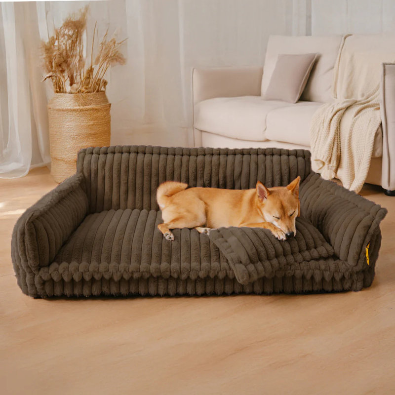  Canapé-lit lavable moelleux pour chien, brun, taille 2xl, Brun