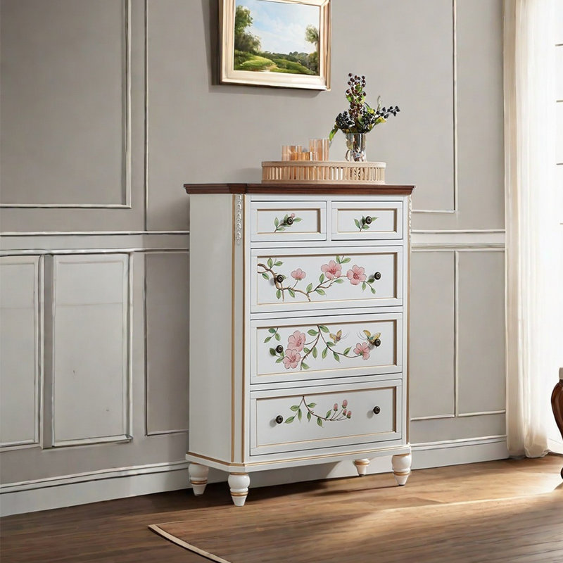 Five drawer painted multi-function accent chest