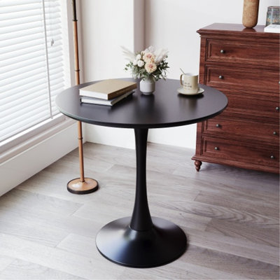 Table de salle à manger ronde moderne, meubles de salle à manger ∅ 31,5 po, table basse, table de loisirs, table de salon, table de salle à manger, table de salle à manger ovale (NOIR) (PRime BIG DEAL)