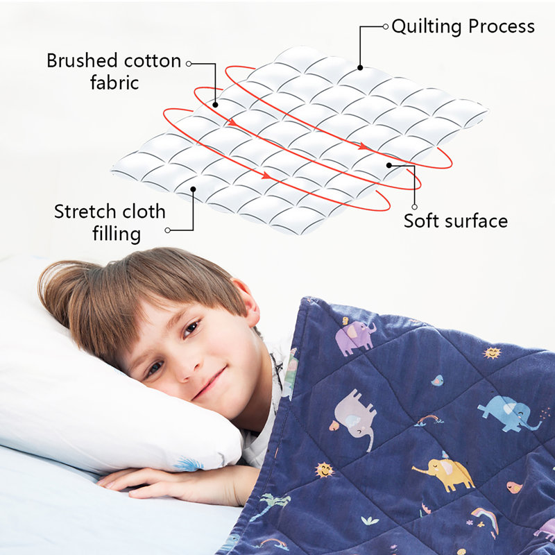 Blue Twin Kids Weighted Blanket with Animal Patterns
