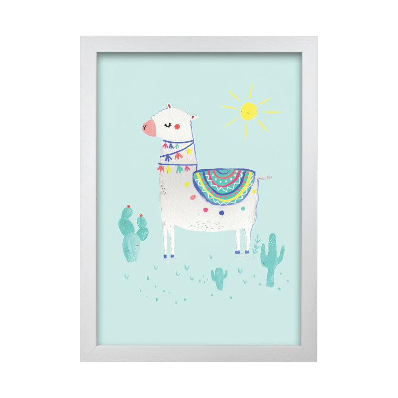 Sunshime Llama by Laura Irwin - Print, 84cm H x 59.4cm W x 3cm D, White Framed