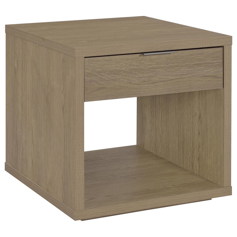 Table de bout carrée avec tiroir et tablette ouverte Retta