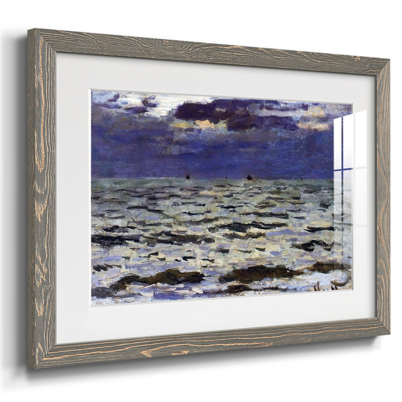 Paysage marin, 1866, reproduction d'art encadrée, Gris