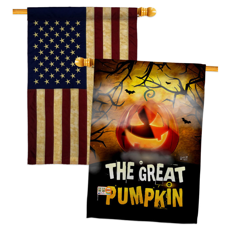 Drapeau de maison en polyester 40 po x 28 po The Great Pumpkin