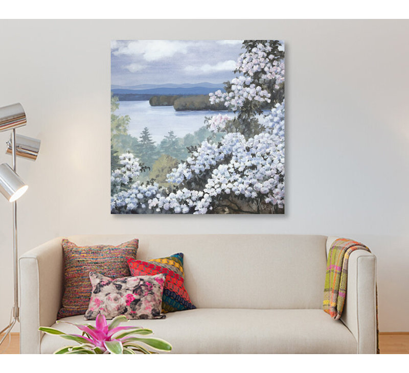 « water base i », impression sur toile, H 18 po x l 18 po x P 1,5 po, Pas de tapis, Toile tendue