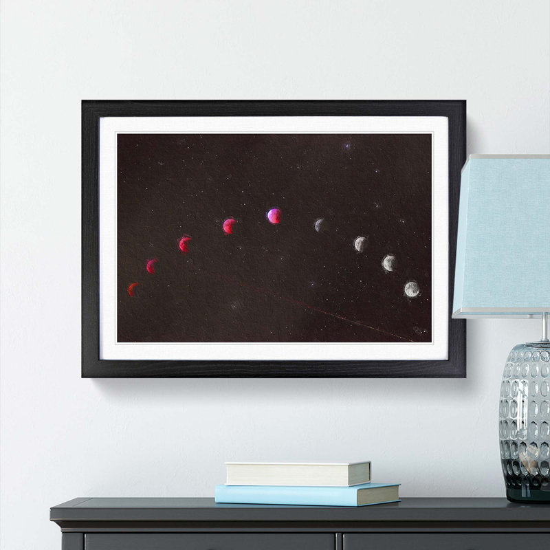 Lunar Eclipse - Picture Frame Painting Print, 48cm H x 65cm W x 2cm D, Black Framed
