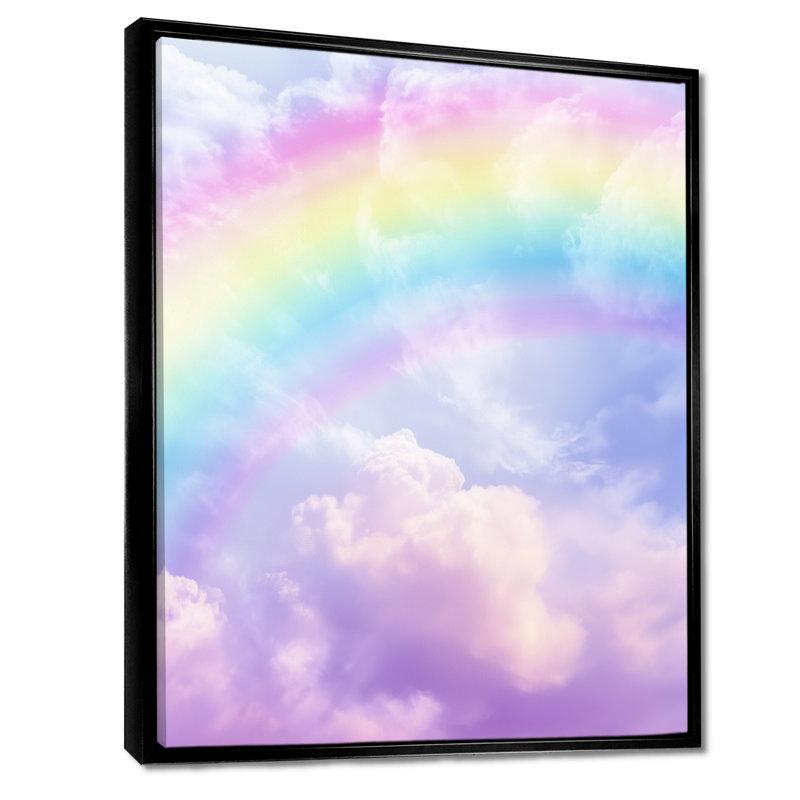 Art mural ludique pastel doux - mauve ludique, H 44 po x l 34 po, Cadre flottant noir