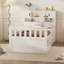 Structure de lit plateforme simple avec bibliothèques de rangement, étagères et 4 tiroirs, mobilier de chambre blanc peu encombrant-215352988
