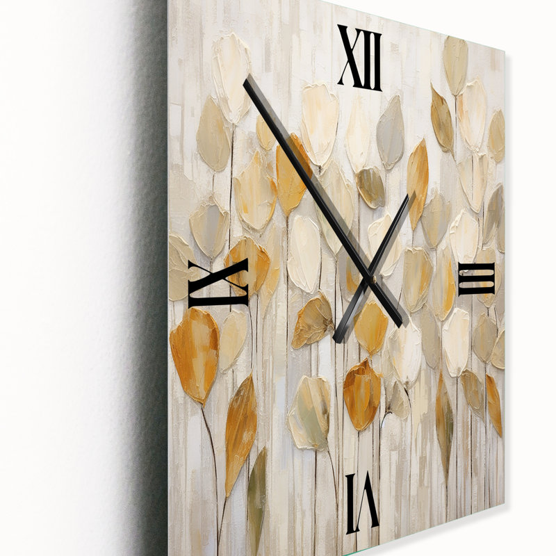 Horloge murale Beige Botanical Impressions II - Abstract Botanicals, H 40 po x l 30 po