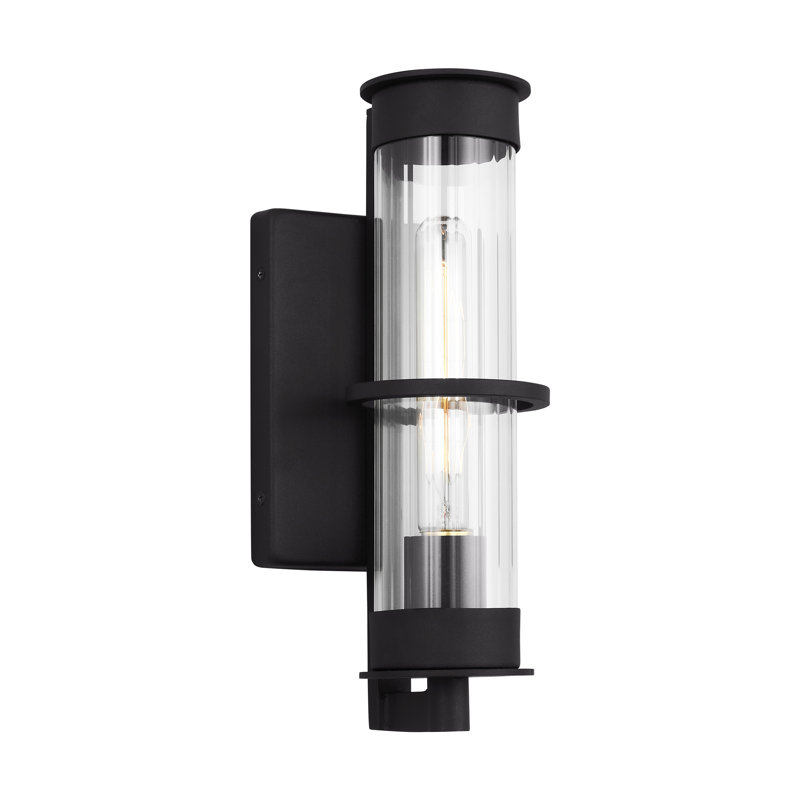 Alcona 1 - Light Outdoor Armed Sconce, Black, 12.5" H x 5" W x 5" D