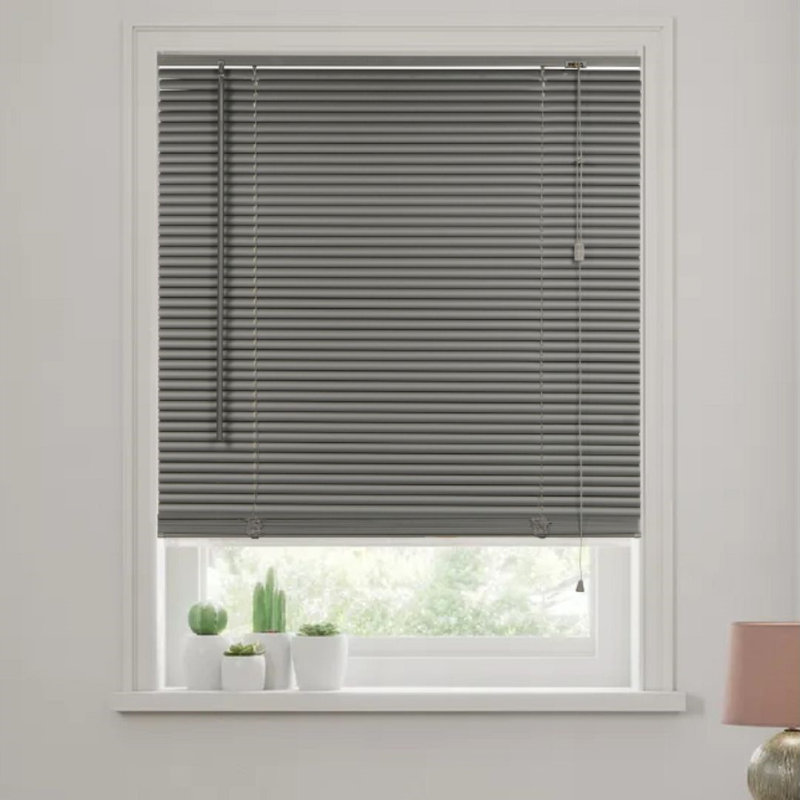 PVC Plain Indoor Venetian Blind, 213 cm L x 135 cm W, Grey