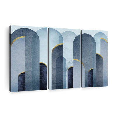 Holiday «Mid-Century Arches Blue Gold Canvas Print» sur