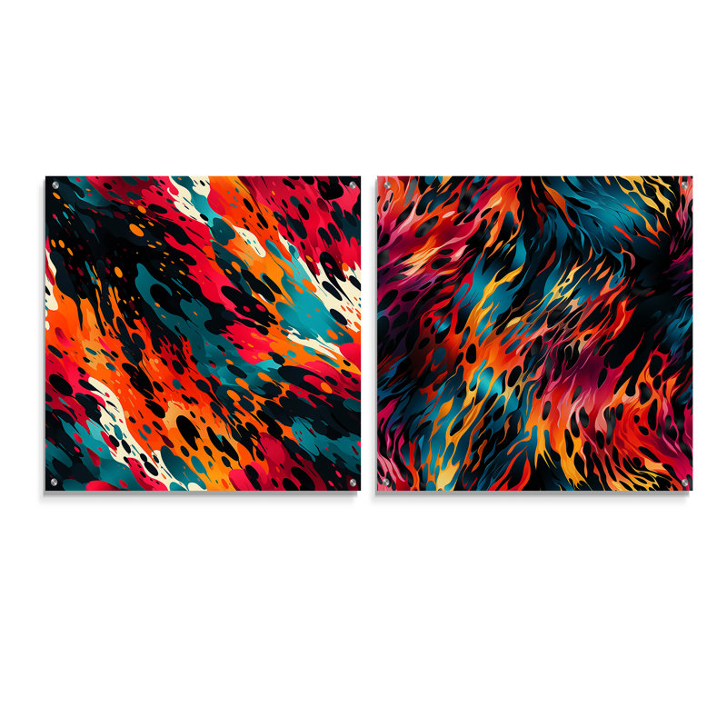 Crisoforo - Ensemble de 2 peintures murales abstraites en acrylique, H 36 po x l 73 po