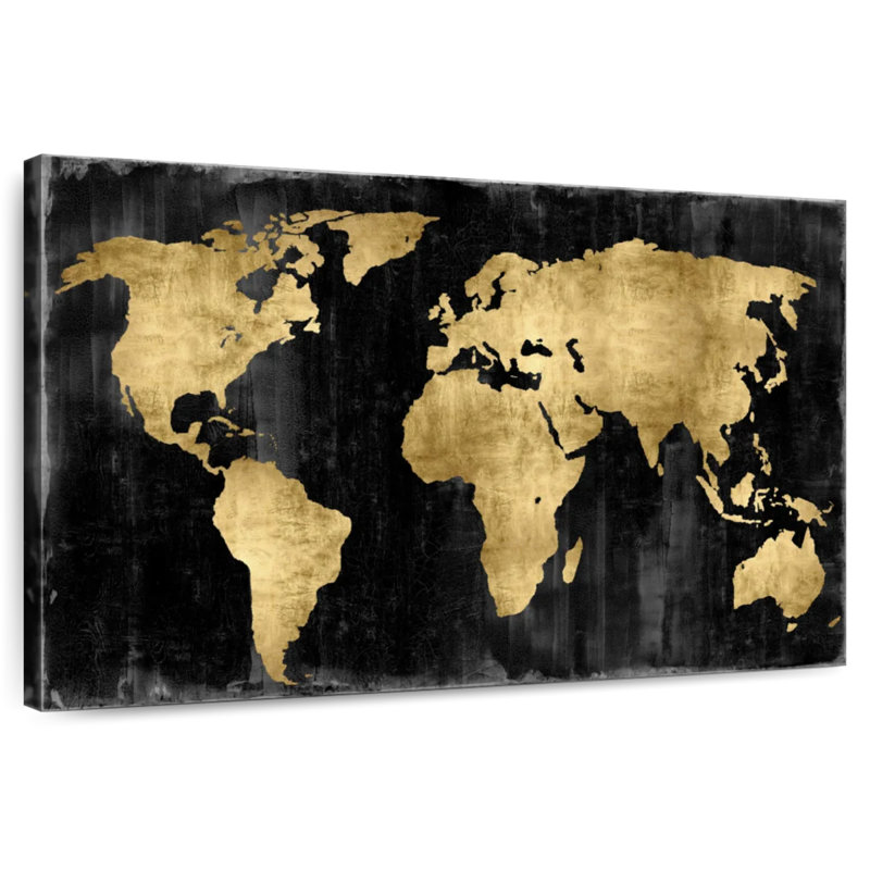 Aliaz The World - or sur fond noir, H 26 po x l 39 po