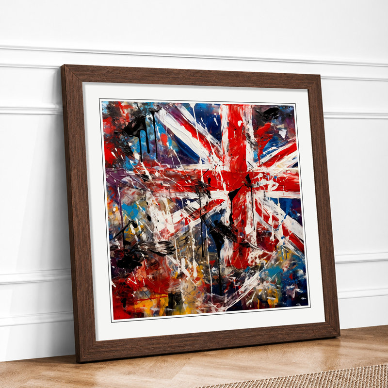 Union Jack Expressionism - Framed Print, Walnut
