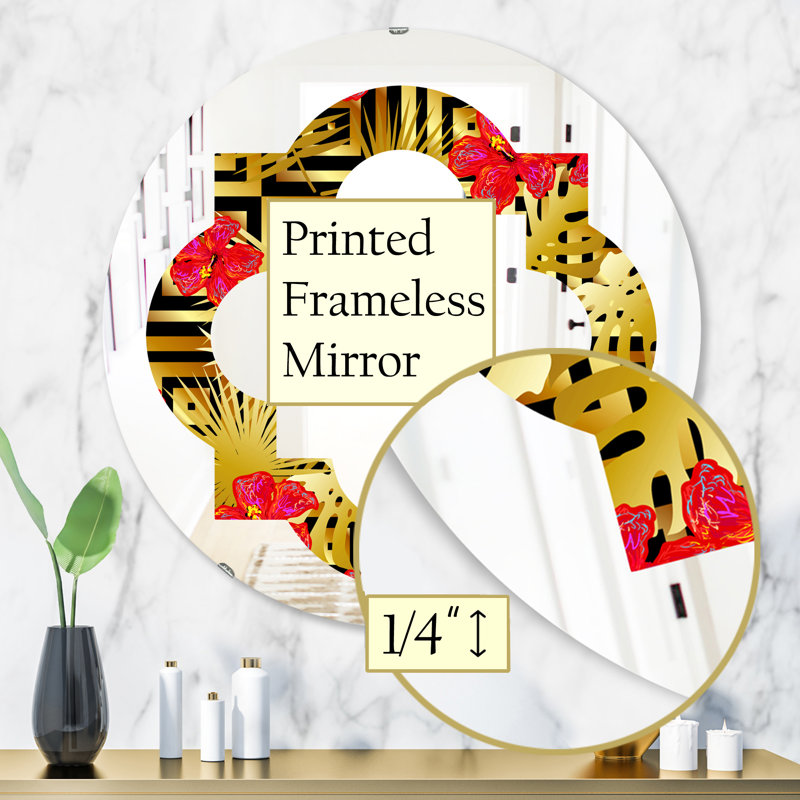 Miroir mural Quatrefoil Glam, 31.5" H x 31.5" W, Motif quadrilobe de luxe I