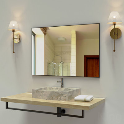 Miroir d'appoint de salle de bain moderne 36 x 24 pouces avec cadre mural vertical ou horizontal