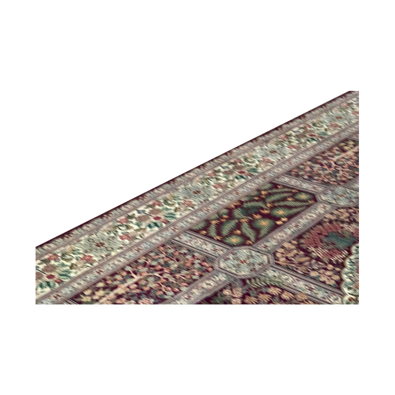 Tapis prune et ivoire noué à la main de haute qualité