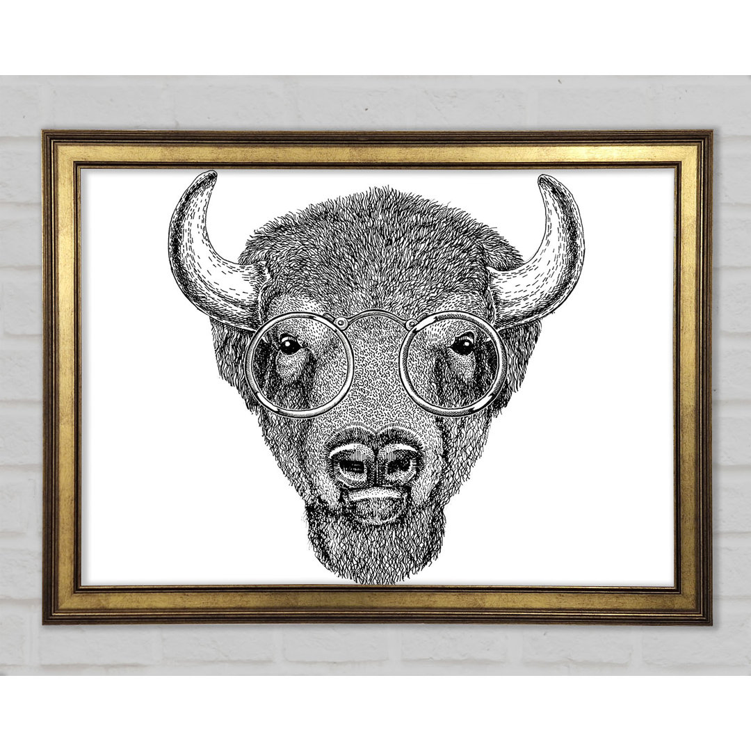 Glasses On A Bison - Einzelne Bilderrahmen Kunstdrucke