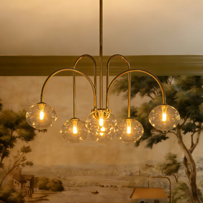 Lustre de salle à manger à 6 lumières en verre de style moderne Spoutnik Bradrick