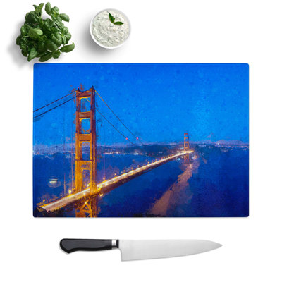 Glass Golden Gate Suspension Bridge in Abstract Chopping Board