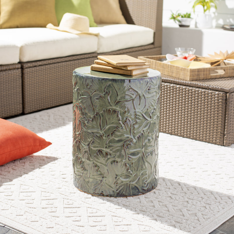 Ceramic Accent Stool, Green