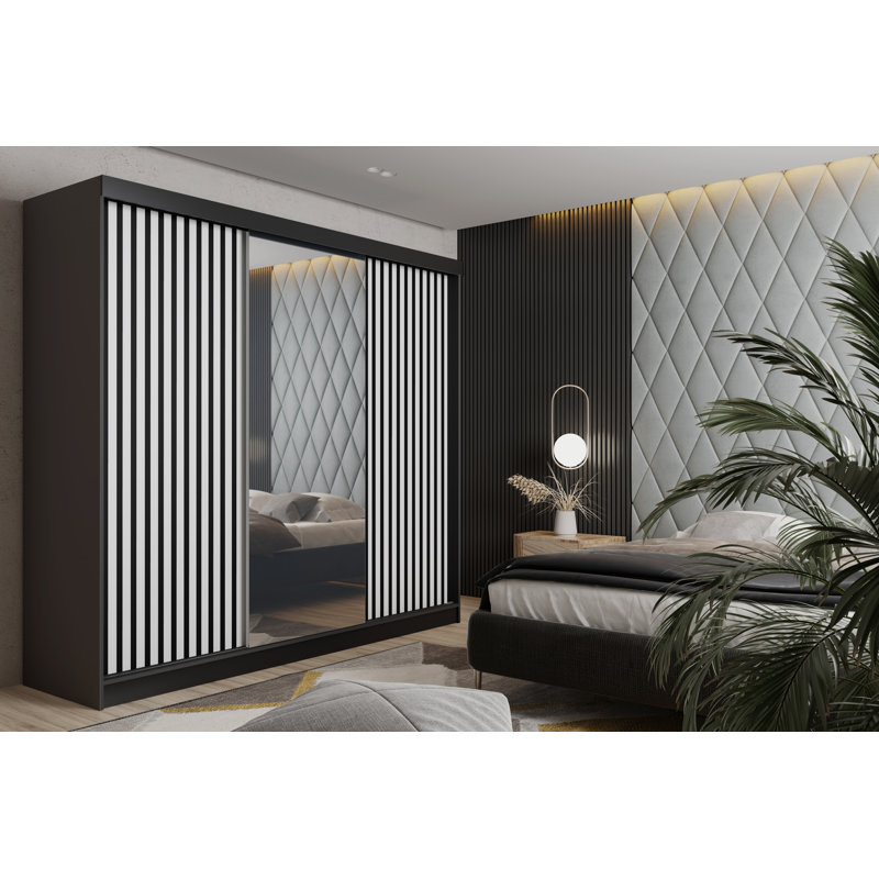 Alnita 3 Door Solid + Manufactured Wood Wardrobe, Espresso/White