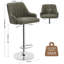Ensemble de 4 tabourets de bar pivotants réglables en similicuir, hauteur de comptoir rembourrée avec tabouret à haut dossier pour îlot de cuisine, gris-895838045