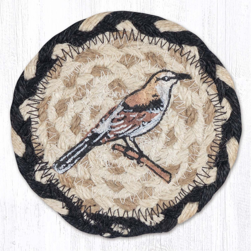 Grand sous-verre rond EarthRugs LC-430 Mockingbird 7 po x 7 po
