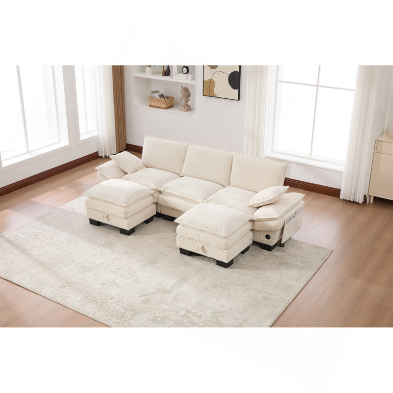 Canapé modulaire modulaire, canapé à assise profonde, canapé en velours côtelé, meubles rembourrés confortables pour salon, appartement, studio, bureau, ayant plusieurs combinaisons