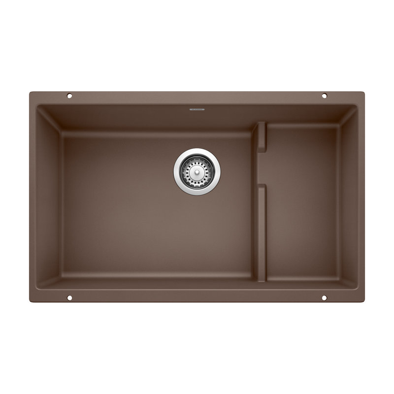 Precis Cascade SILGRANIT 29" L x 18" W Undermount Kitchen Sink with Colander, Café