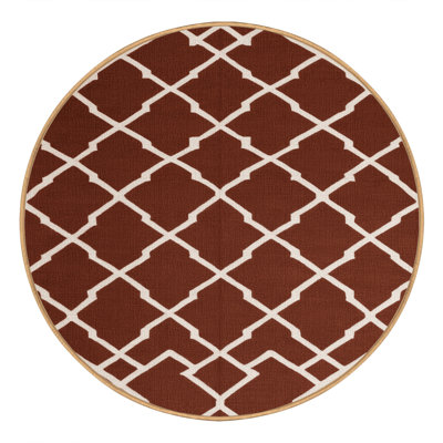 Machine Washable Trellis Brown Area Rug