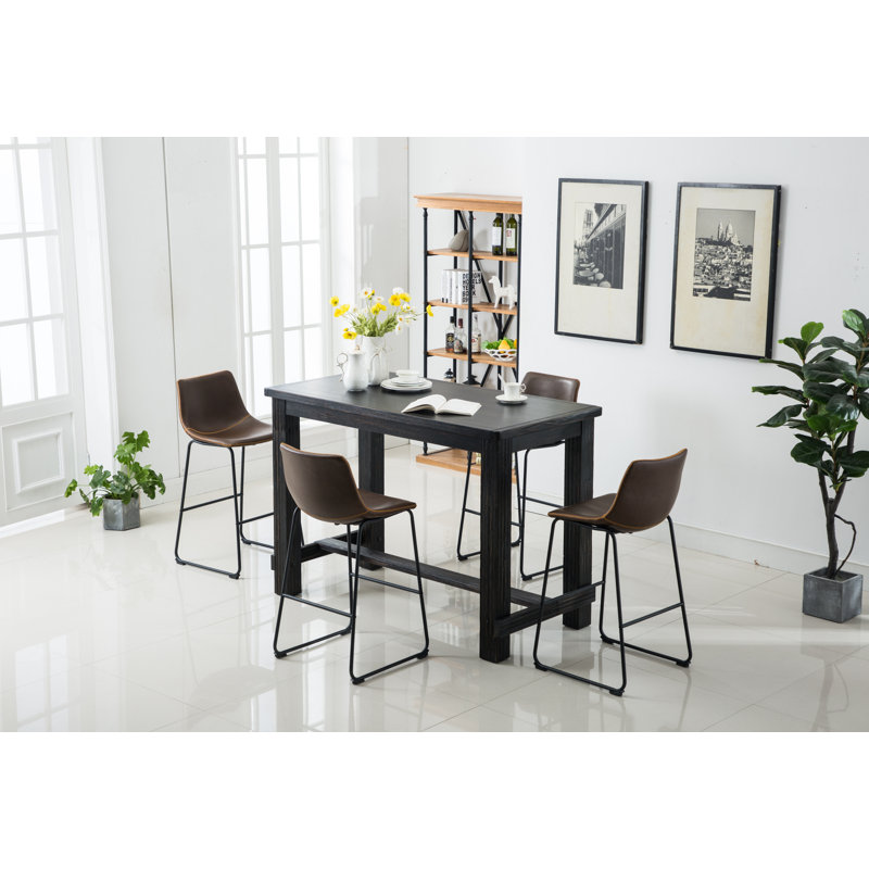 Telsha 4 - Person Four Leg Dining Set, Brown