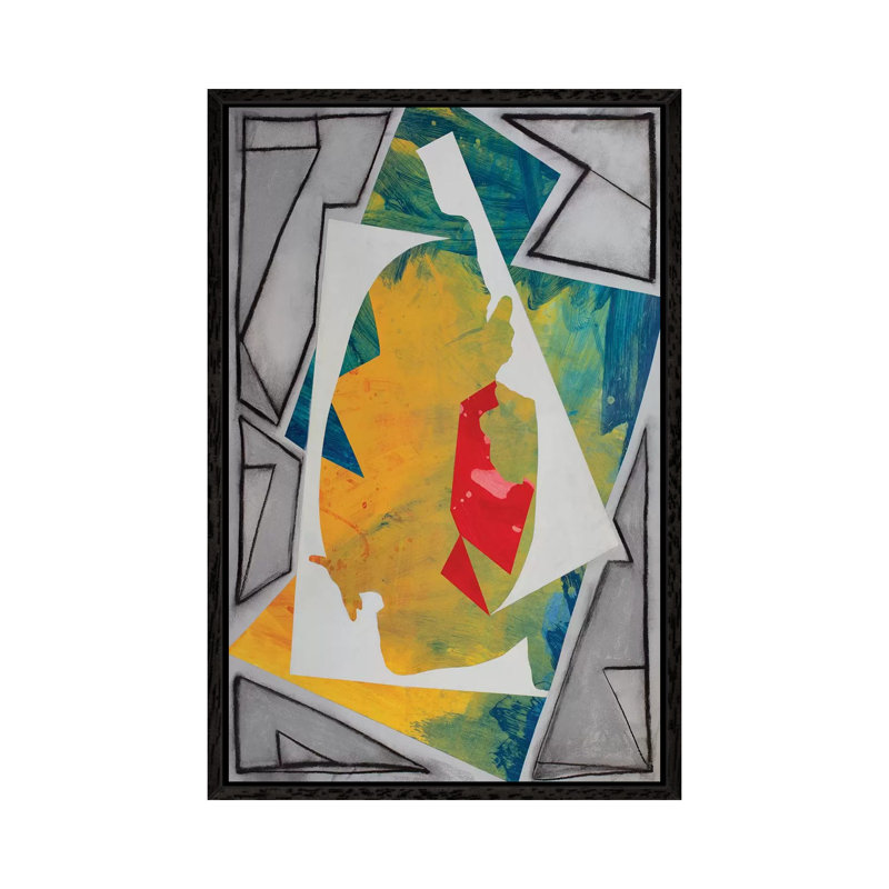 Cutouts And Angles by Pamela Staker - Painting on Canvas, 101.6 cm H x 66.04 cm W, Black Framed