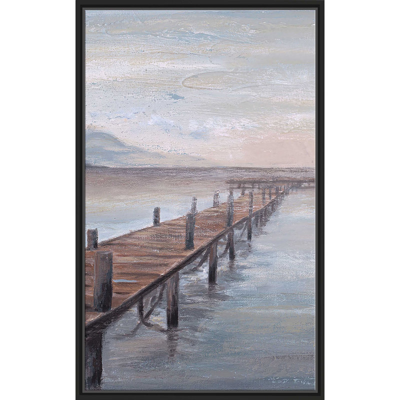 Calm Placid Lake - Peinture, L 39,5 po x H 63,5 po, Encadrement argenté