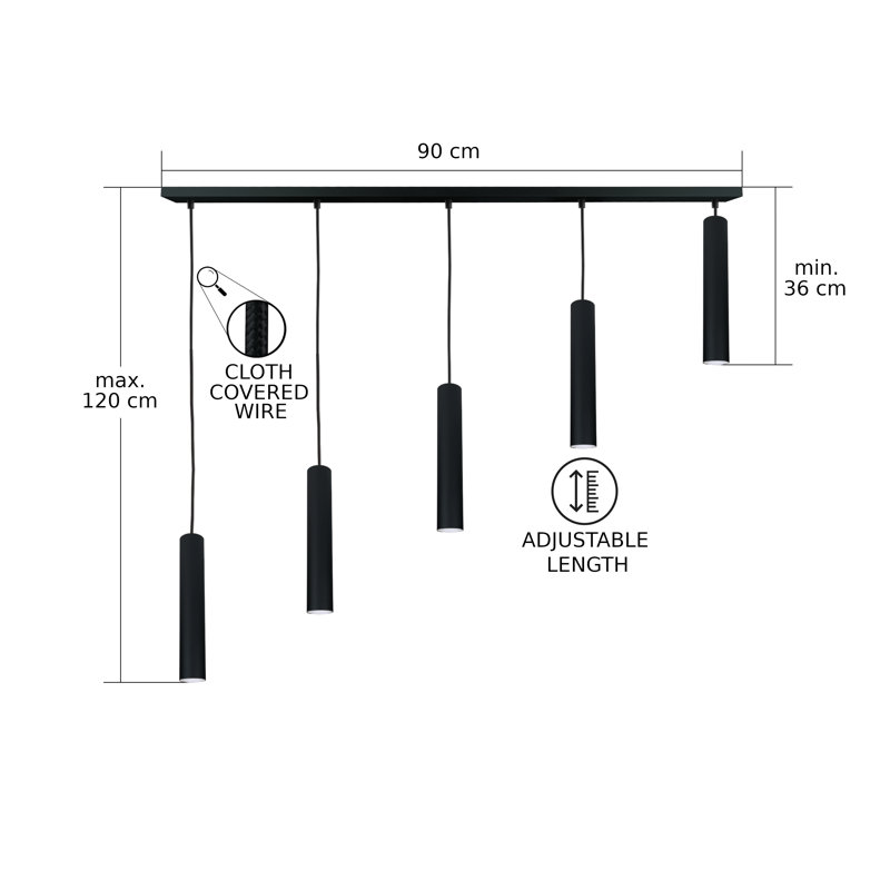 Svala - Light Matte Black Cylinder Pendant, 5