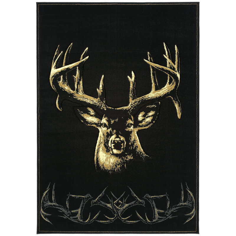 Tapis noir/or snediker, Rectangle 5 pi 3 po x 7 pi 6 po