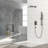 12 Inch Square Matte Black Shower - Wall Mounted With Adjustable Slide, Rainfall Head, And Handheld Option Holder Spray-127299682