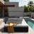 Outdoor Steel Frame Sun Lounger With Curved Sun Canopy, Adjustable Backrest, Hidden Side Table And Arched Armrests-785638480