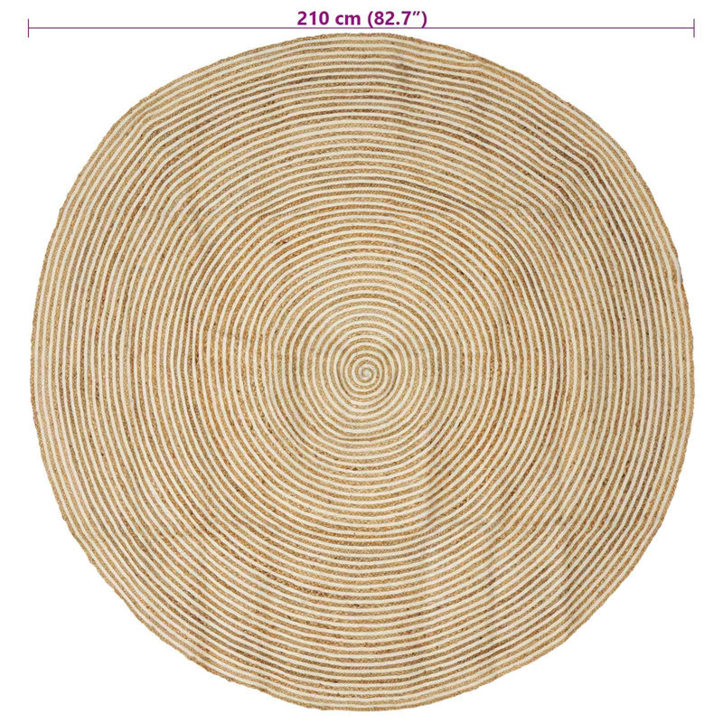 Hand Braided Area Rug, Round 210cm, Natural