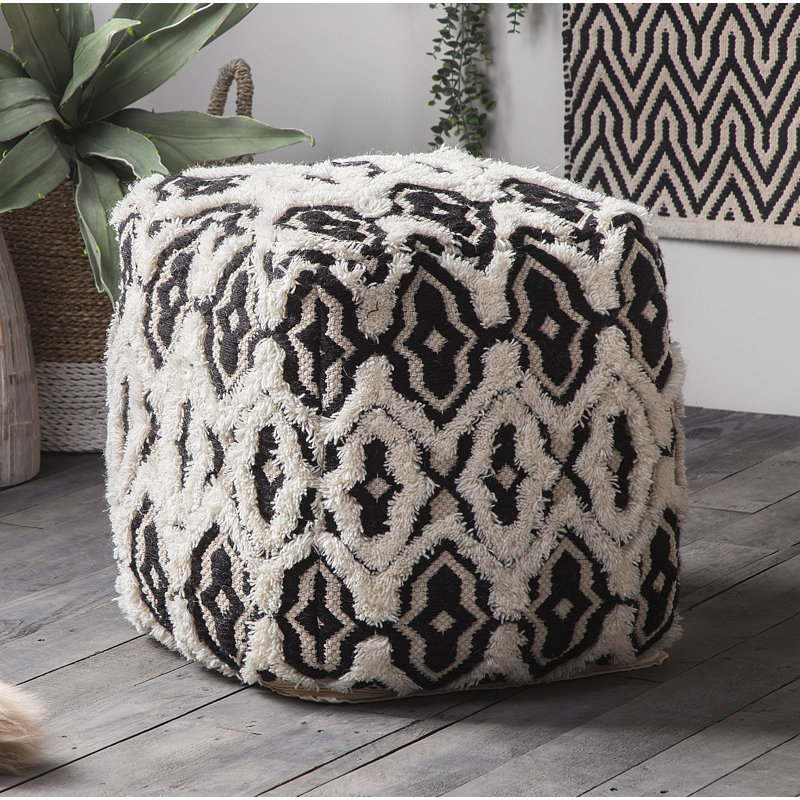 Quin 45cm Wide Square Ikat Pouf Ottoman