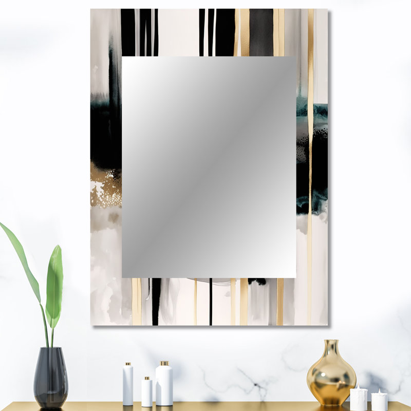 Abstrait formes transitionnelles IV - grand miroir mural à formes abstraites, miroir noir unique, impression sur métal