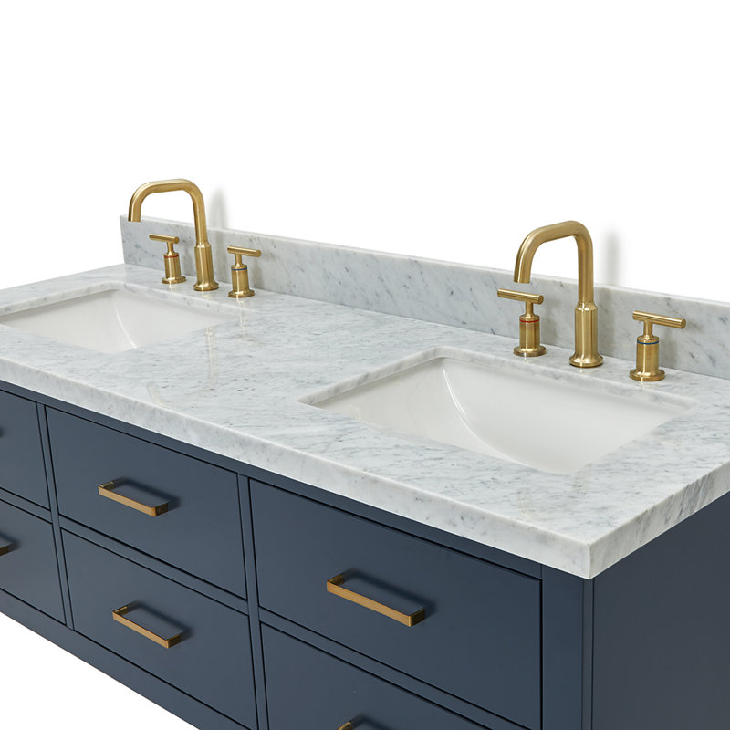 73'' W Double Vanity, Midnight Blue, Satin Brass, 61"