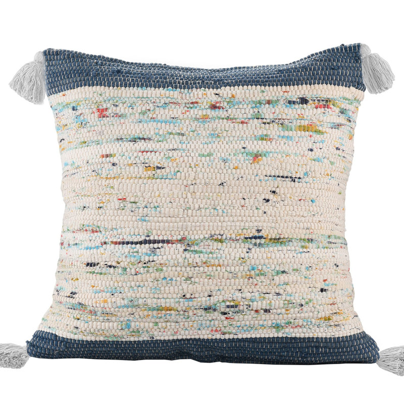 Colorful Abstract Cotton Throw Pillow Cover, Light Blue/Beige, Pillow Cover Only - No Insert