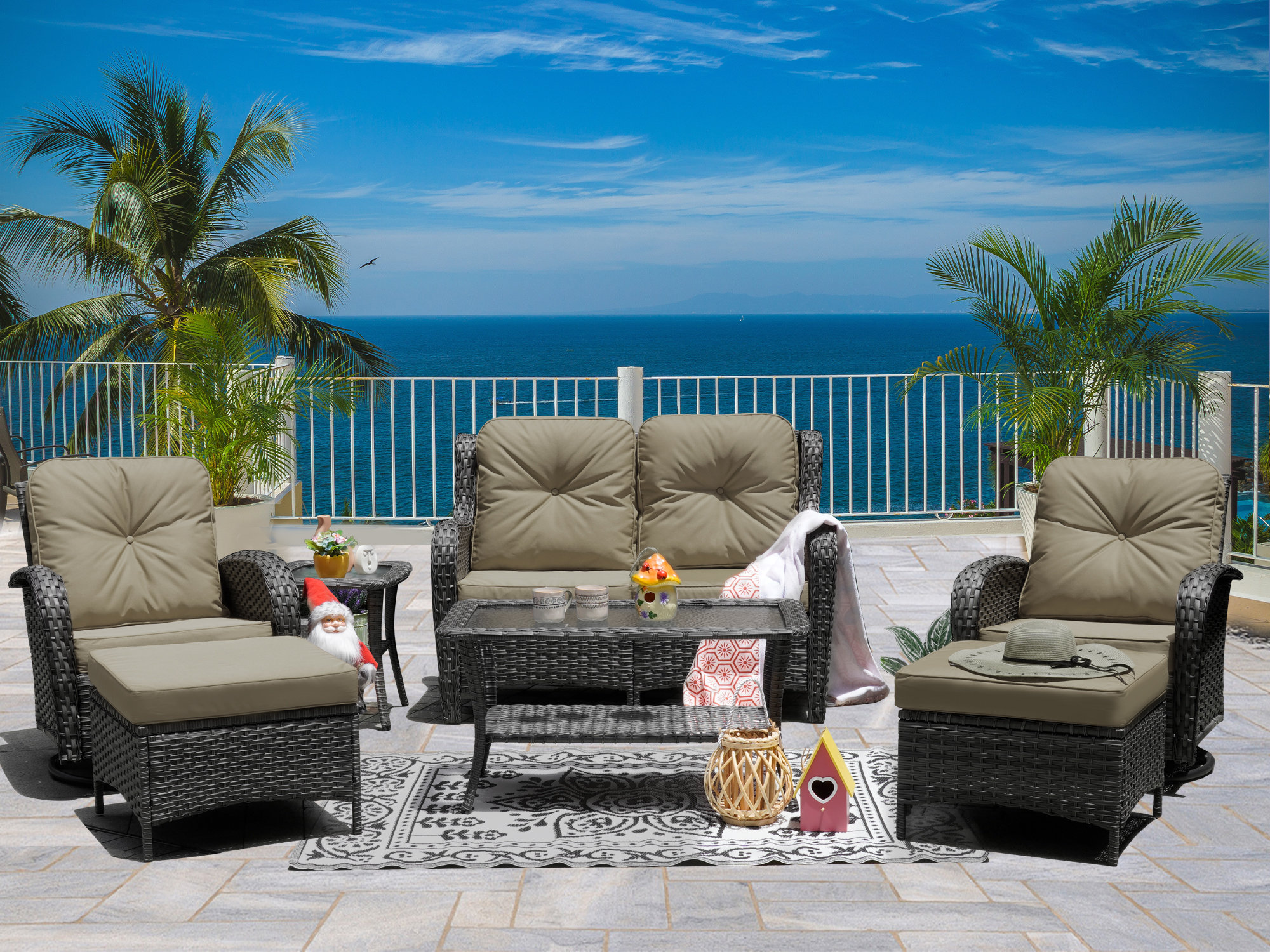 Emerald Cove Roth Glider And Ottoman Lark Manor Carrubba Person