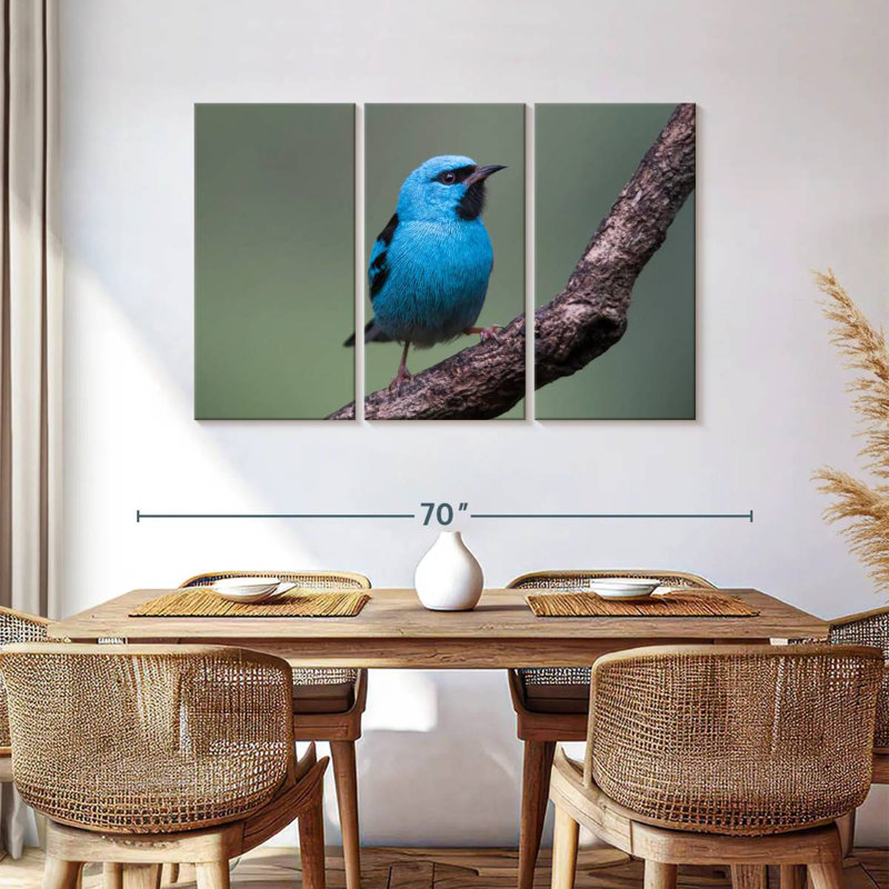 Vivid Blue Bird, 36" H x 57" W
