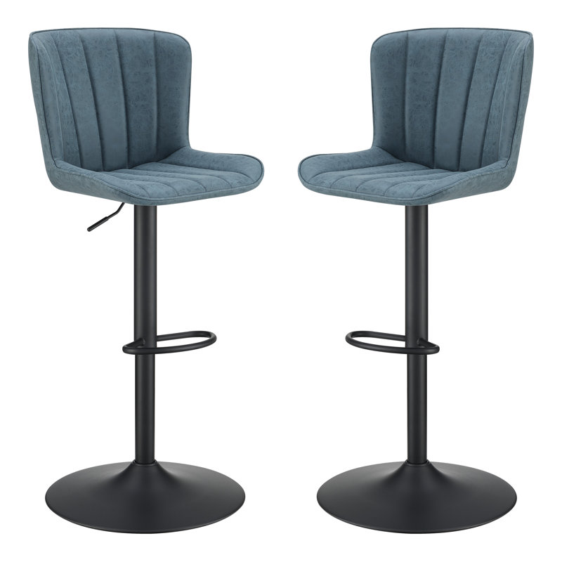Rist Swivel Upholstered Adjustable Height Counter Stool with Metal Frame, Navy